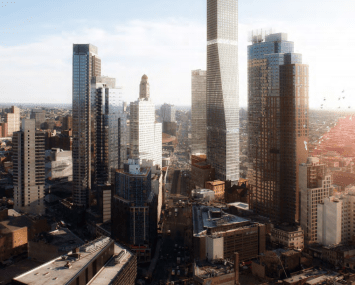 The proposed two-tower development at 80 Flatbush Avenue.