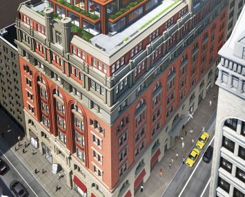 A rendering of the expanded 19th century building at 150 Fifth Avenue.