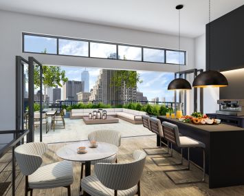 A rendering of the sixth-floor terrace at 2 Crosby Street.