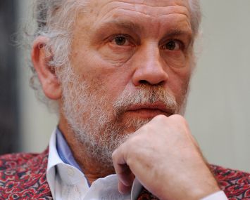 US actor and designer John Malkovich during a press conference on his exhibition entitled "Constantly Being Born - Clothes and Pencil Dreams" held at the Luigi Pecci Museum of Modern Art in 2010.