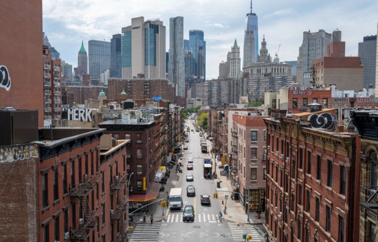 Residential apartment buildings as seen on July 26, 2022 in New York City.