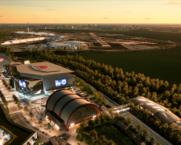A design of the new Monumental Arena and entertainment district.