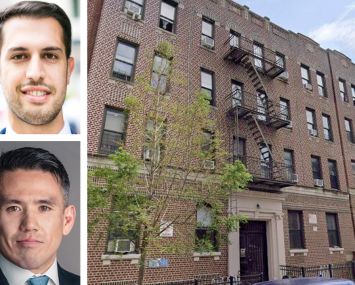 Rosewood Realty's Ben Khakshoor, Marcus & Millichap's John Brennan, and 437-449 61st Street, Brooklyn.