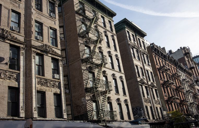NEW YORK, NEW YORK - NOVEMBER 4: Traditional tenement buildings are now expensive rental apartments, November 4, 2022 on Orchard Street in the Lower East Side neighborhood of New York City, New York. (Photo by Andrew Lichtenstein/Corbis via Getty Images)