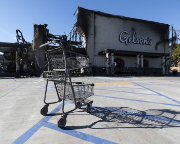 A damaged Gelson's store after Palisade Fire in Pacific Palisades, Calif.