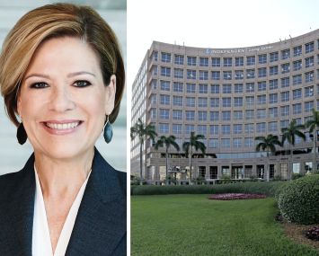 Tere Blanca, founder of Blanca Commercial Real Estate, and 5200 Waterford District Drive.