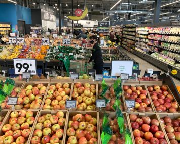 The produce section of an Amazon Fresh store.