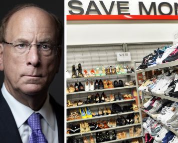 Blackrock CEO Larry Fink and a Burlington store.