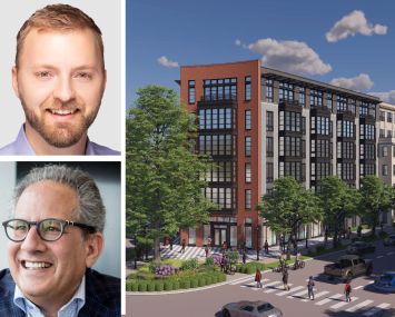 Fairstead's Noah Hale and Jeffrey Goldberg, and a rendering of the planned redevelopment of Samuel Madden Homes complex in Alexandria, Va.